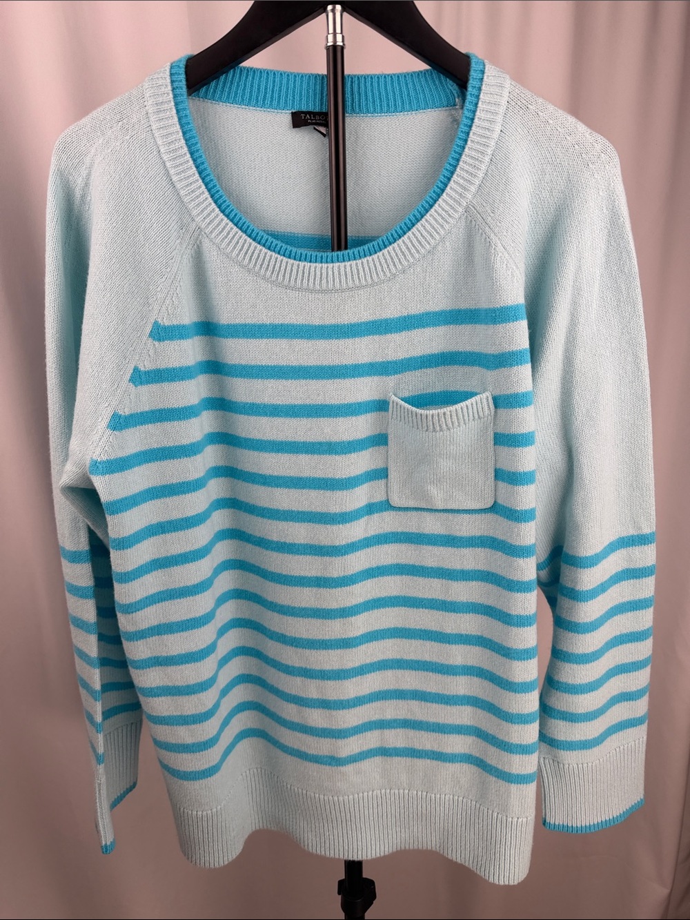 Talbots Patch Pocket Vacation Stripe Sweater Blue Plus Petite Est 2XP